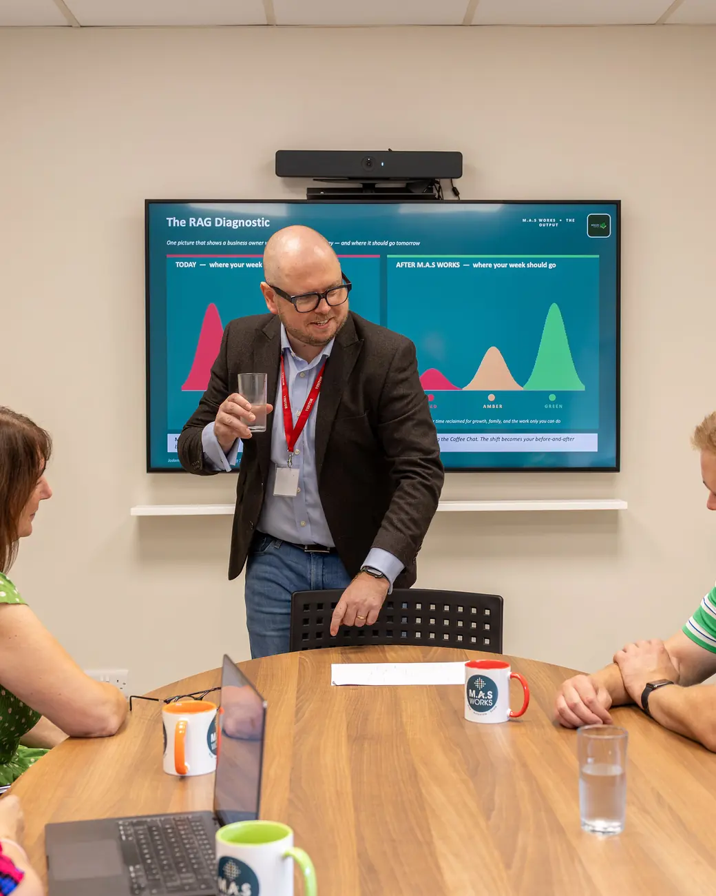 Jez Bristow leading a leadership session in a client boardroom