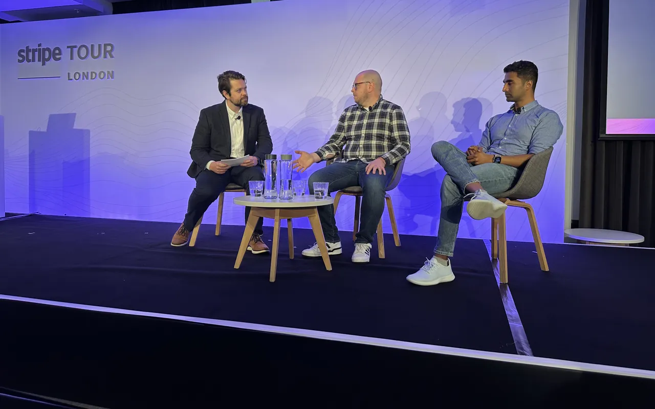Jez Bristow on stage at Stripe Tour London
